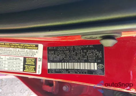 2021 Toyota Camry Se from USA, damaged, VIN 4T1G11AK9MU410193